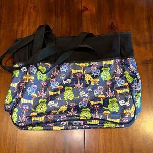 Whimsical Kitty Cat Large Duffel Tote Bag